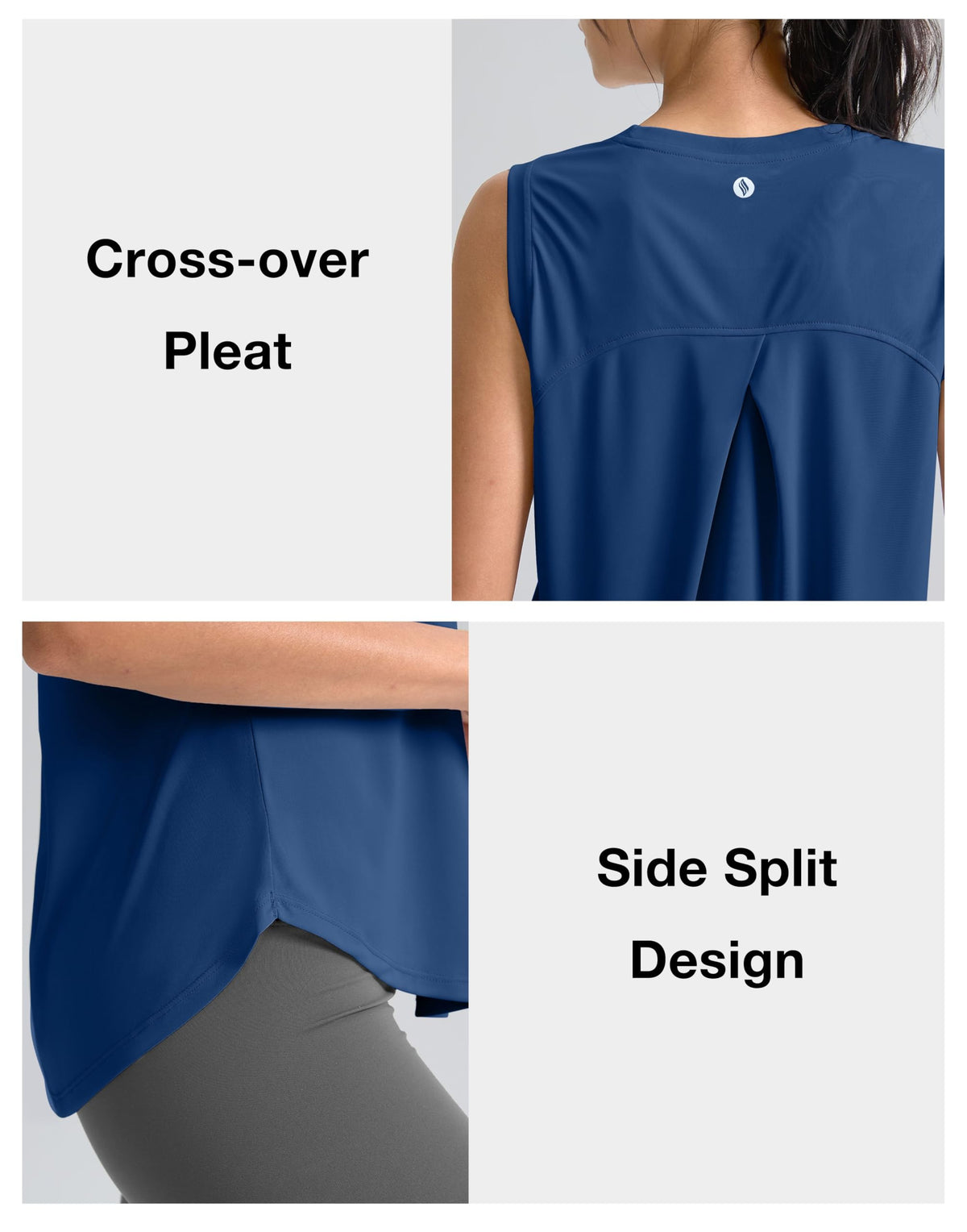 SANTINY Women's Sleeveless Workout Tops Breathable Lightweight Active Tennis Yoga Shirts Athletic Running Tank Tops for Women (Blue_M)