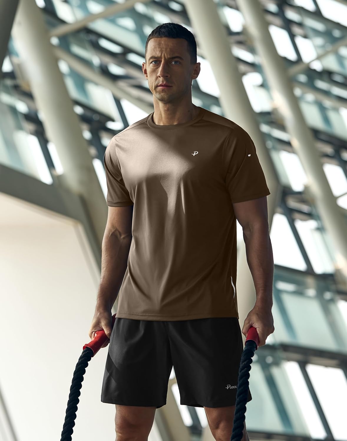 Pudolla Men's Athletic Running T-Shirts - Lightweight, Quick-Dry Short Sleeve Gym Tees