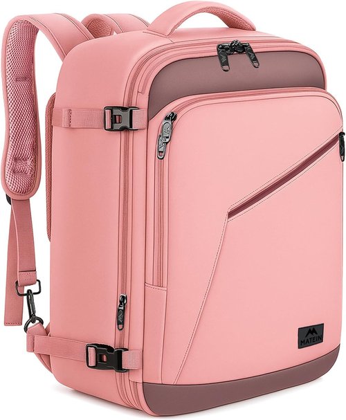 MATEIN Pink Travel Backpack - 40L Water Resistant, Flight Approved with Chest Strap | Stylish Women's Daypack