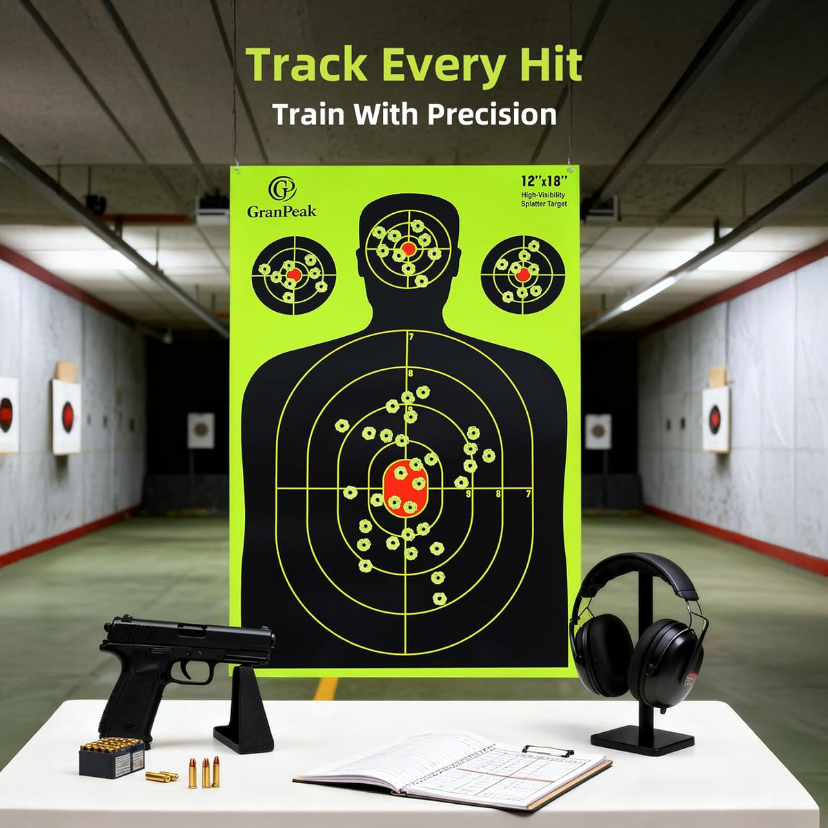 Silhouette Splatter Targets - Adhesive Shooting Targets | Bright Fluorescent Yellow - 12 x 18 Inch