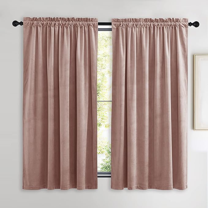 NICETOWN Dusty Pink Velvet Curtains and Drapes