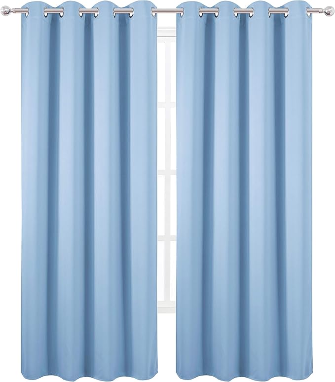 LEMOMO Blackout Curtains 66 x 95 inch/Sky Blue Curtains Set of 2 Panels/Thermal