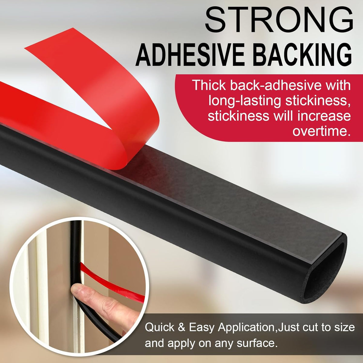 【New Upgrade】 Silicone Door Weather Stripping Door Seal Strip, 19.7 Feet Self-Adhesive D-Shape Door Insulation Strip for Door Frame& Window