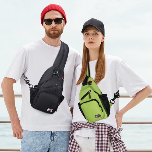 Geestock Crossbody Sling Bag for Men & Women, 2-1 Small Backpack Convertible Sling Backpack Waterproof Shoulder Chest Bag for Daypack Travel Hiking (Black)