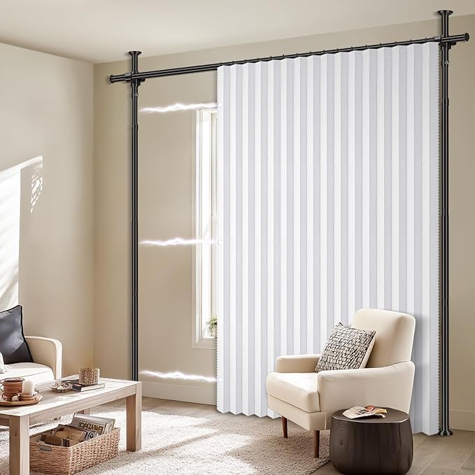 100% Blackout Room Divider Curtains Sets White W100 x L96 in 1 Panel No Drill
