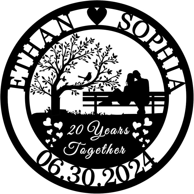 Personalized Metal Sign for 6/10/20/th/25th/30th/40th/50th/60th/70th Anniversary Wedding Gift for Couple, Christmas Gifts 2025 for Parents, Custom Name Sign for Him for Her