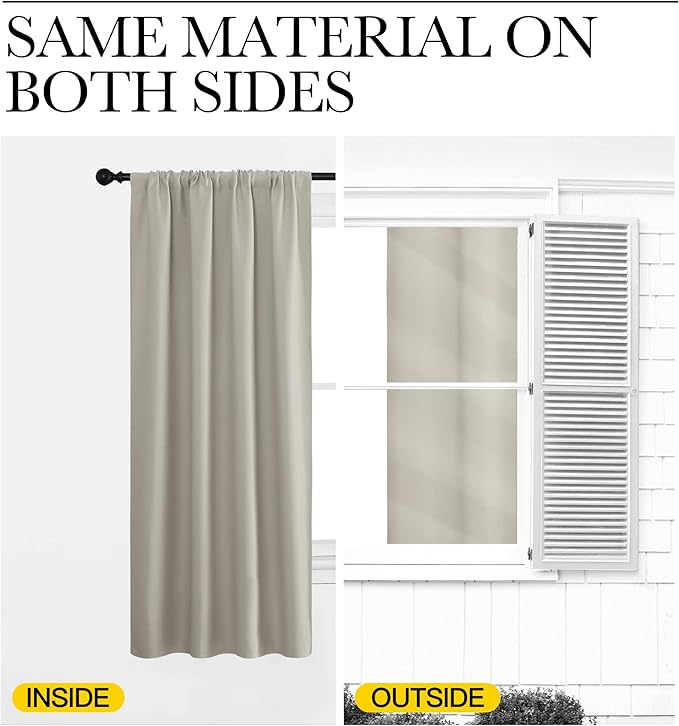 NICETOWN 2 Panels Blackout Curtains, Rod Pocket Thermal Insulated Drapess