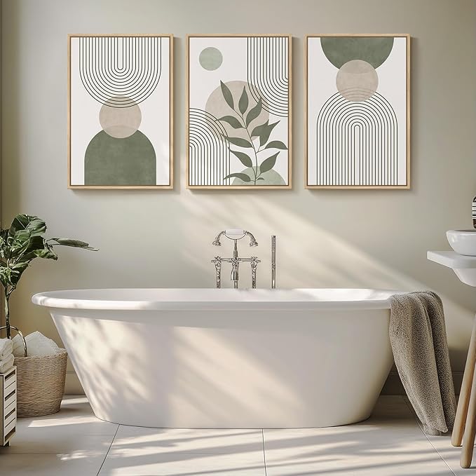 Framed Sage Green Boho Wall Art