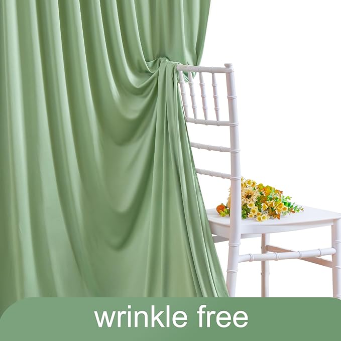 10 Panels Sage Green Backdrop Curtain for Parties Wrinkle Free Dark Green Photo Curtains Backdrop Drapes Fabric Decoration for Weding Baby Shower Birthday Party Photography 50ft(W) x 10ft(H)