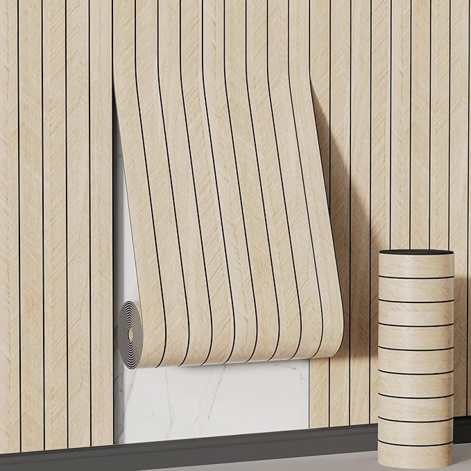 Arthome Peel and Stick Slat Wall Panels 15.7 "x120, Self-Adhesive PVC Wood