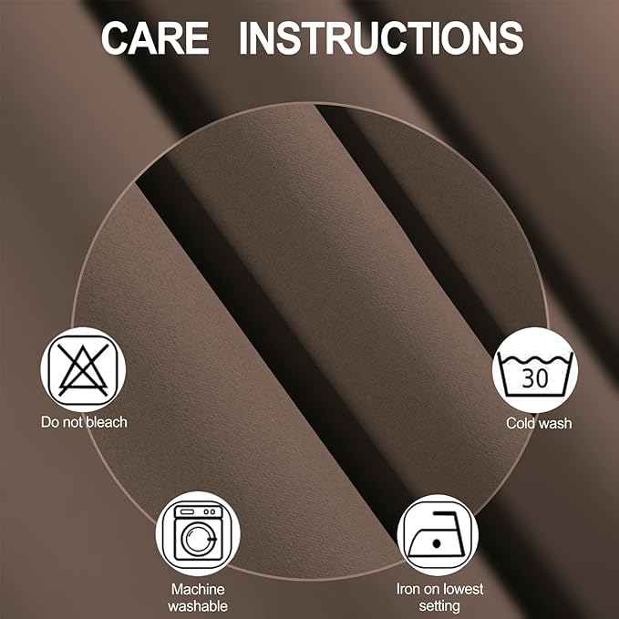 LEMOMO Blackout Curtains 52 x 120 Inch Long Chocolate Curtains Set of 2 Panels