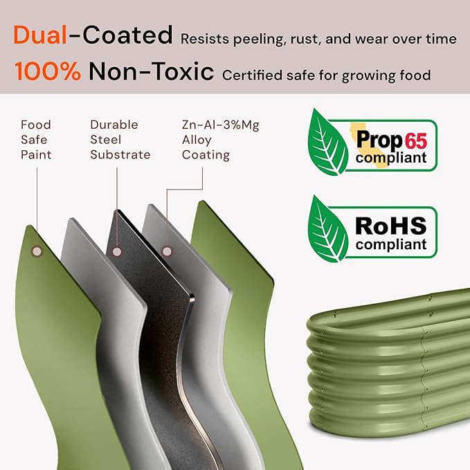 2-Pack 8x2x1.5 ft Galvanized Raised Garden Bed, 18" Tall Planter for Outdoor Plants, Metal Raised Flower Bed for Herb Fruit Vegetable, Garden Planter Outside Backyard & Patio - Sand Beige