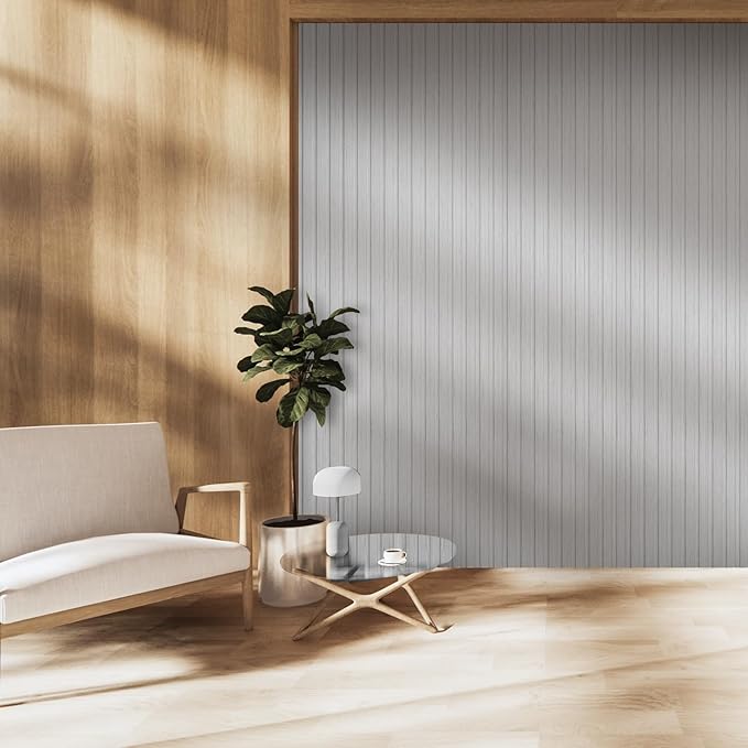 OUZUGIE WPC Acoustic Slat Wall Paneling, Living Room, TV Background, Study Room