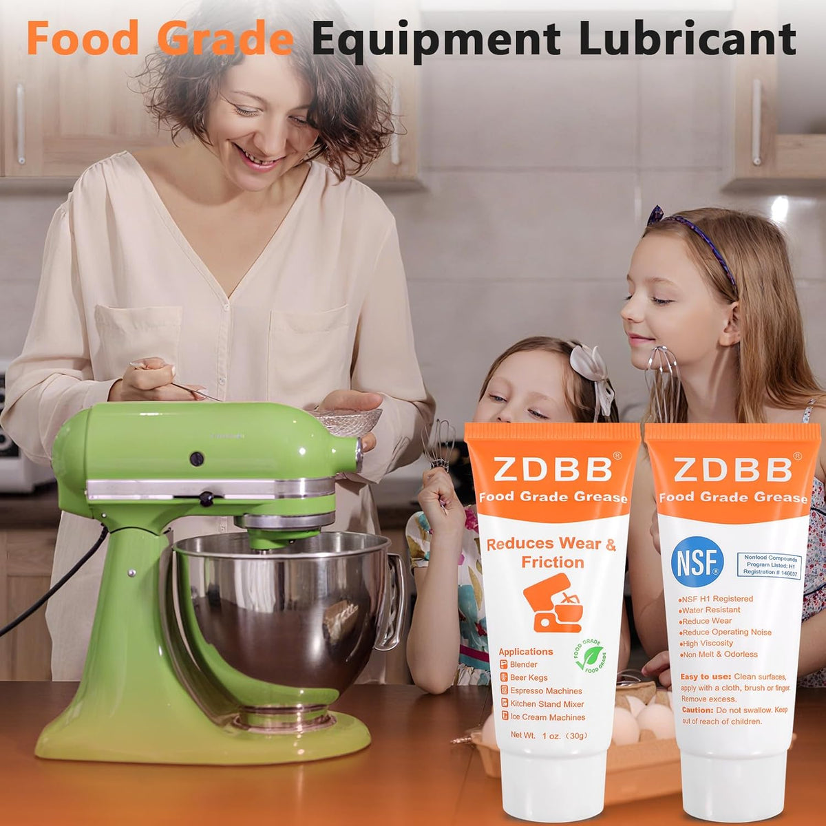 Food Grade Grease Lubricant for Kitchenaid Mixer NSF H1 Food Service Equipment Lube Coffee Machine Grease for Soft Serve Machines Yogurt Ice Cream Machine, Prevent Wear and Rust, 1 oz 2-Pack