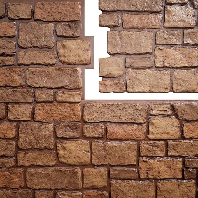 EverStone Cobblestone Faux Stone Panel, Copper Color