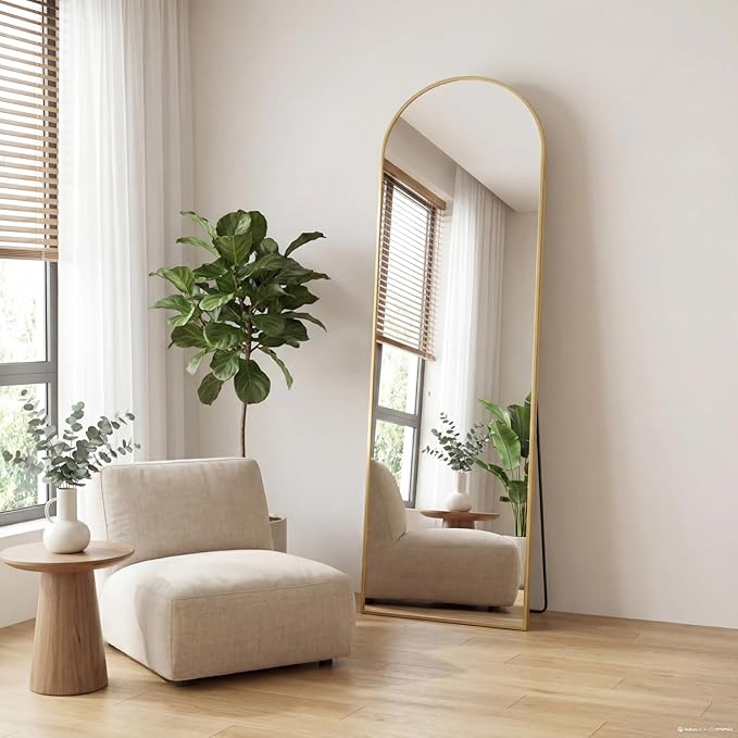 Sweetcrispy 56"x15" Arched Full Length Mirror, Leaning or Standing Full Body