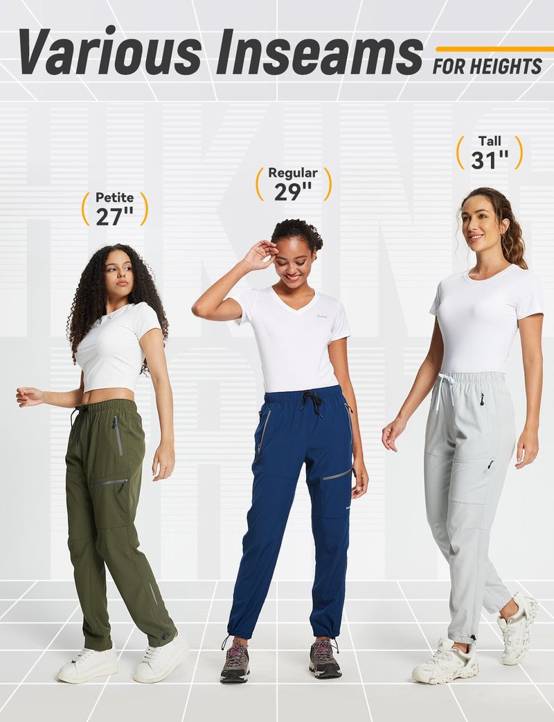 baleaf Women's Hiking Pants Quick Dry Lightweight Water Resistant Stretch Cargo Pants with Zipper Pockets Travel Camping 29''-Light Green M