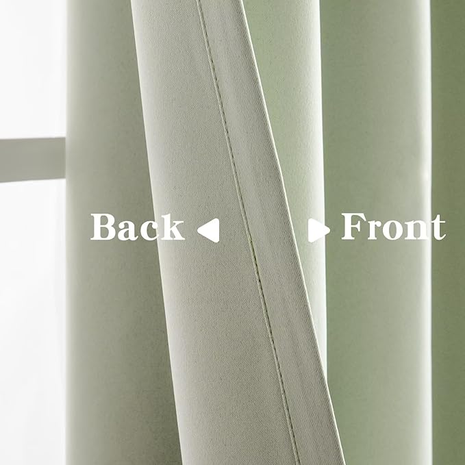 IGEMAEVE Sage Green Curtains 96 Inch Length 2 Panels Set, Light Filtering
