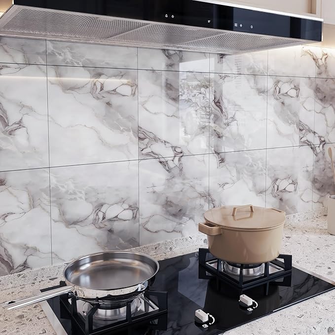 10pcs Peel and Stick Tile Shower Waterproof Marble Tiles Wall Panels,