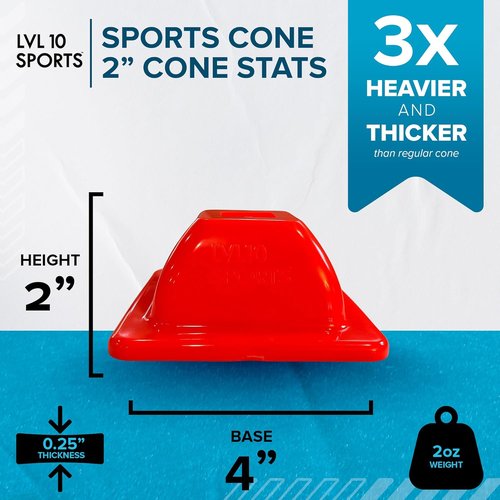 LVL10 Pro Training Cones - Durable 2" Mini Soccer Cones for Agility Drills | Perfect for Sports Training
