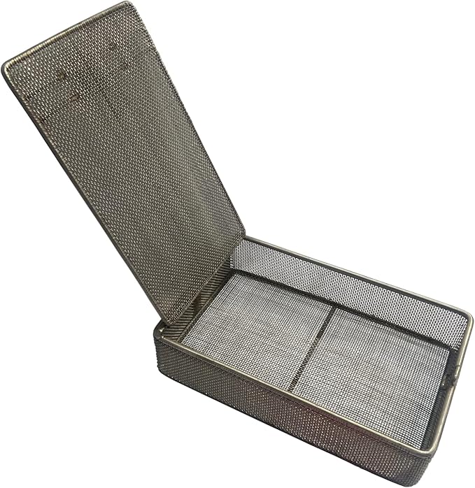 Quality Industries Dishwasher Basket, Fine Mesh Parts Washing Basket, Durable Stainless Steel Organizer with Perforated Design, Lockable Lid & Compact Size for Kitchen or Industrial Use