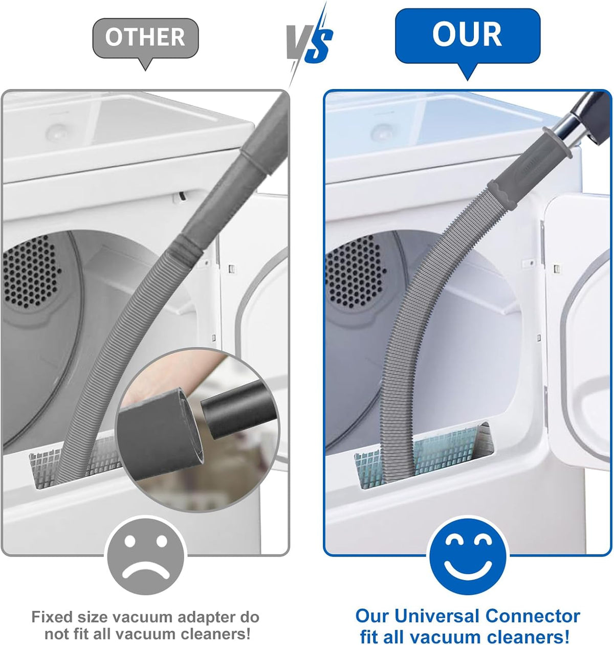 Sealegend Upgrade Dryer Vent Cleaner Kit Vacuum Hose Attachment Compatible with Most Vacuum Cleaner, Quickly Lint Remover Cleaning Supplies, Deep Gray