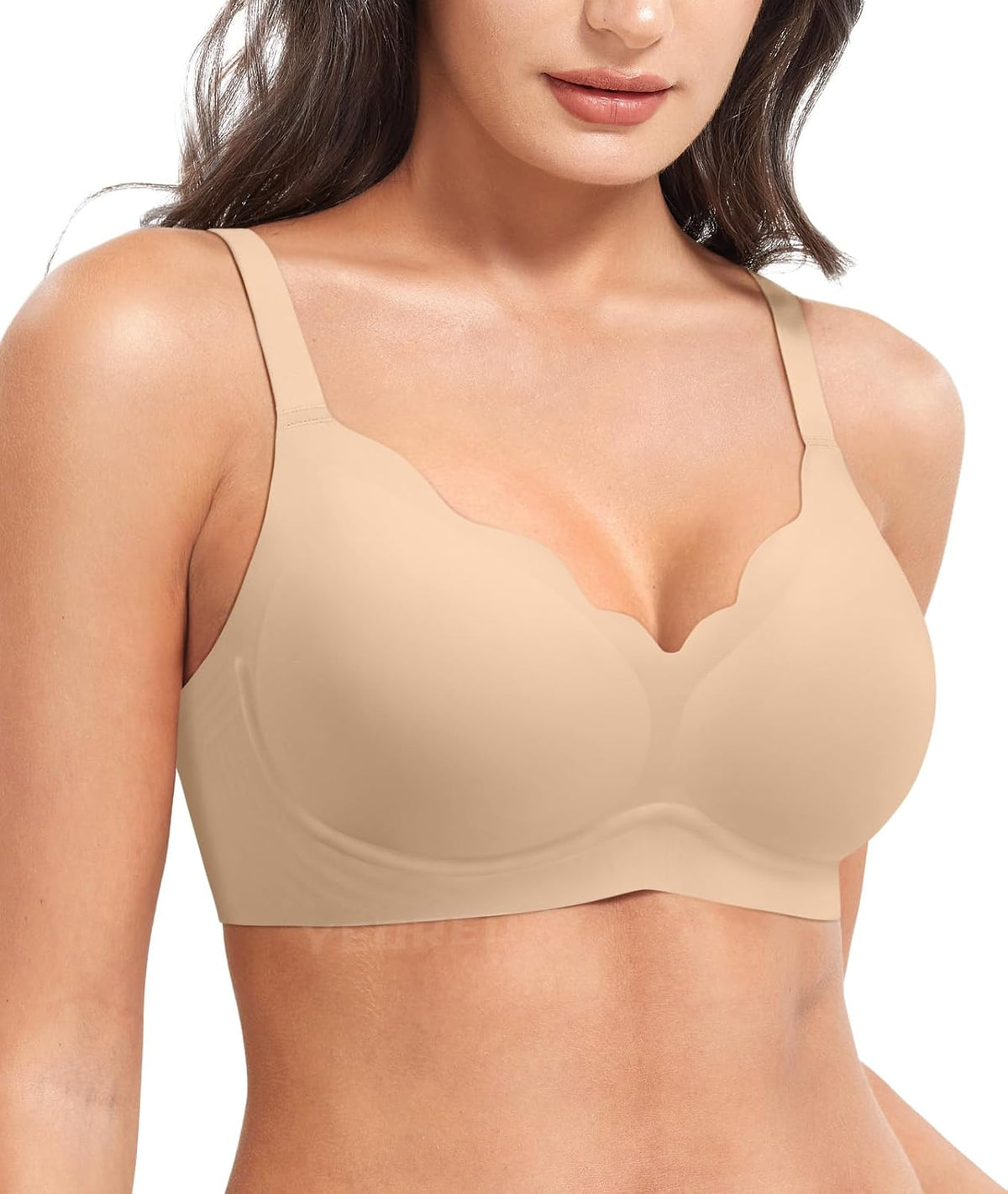 YEOREO Wireless Push-Up Bra - Full Coverage, Seamless Comfort, Scalloped Design | Women's Bralette