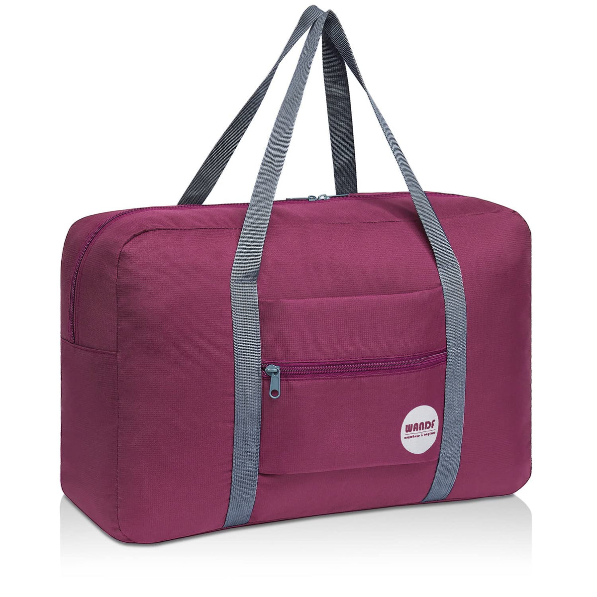WANDF Foldable Travel Duffel Bag Luggage Sports Gym Water Resistant Nylon (Wine Red)