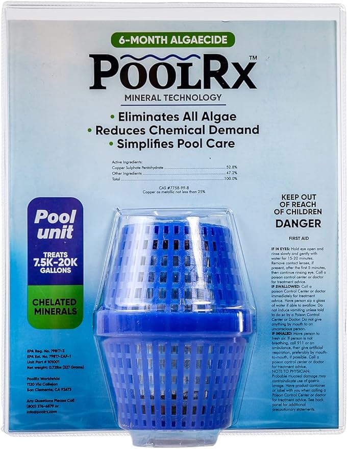 Pool RX 101001 6 Month Algaecide Blue Treats 7.5k-20k gallons + HTH 52036 Swimming Pool Care Shock Advanced, Swimming Pool Chemical, Cal Hypo Formula, (6 pack)