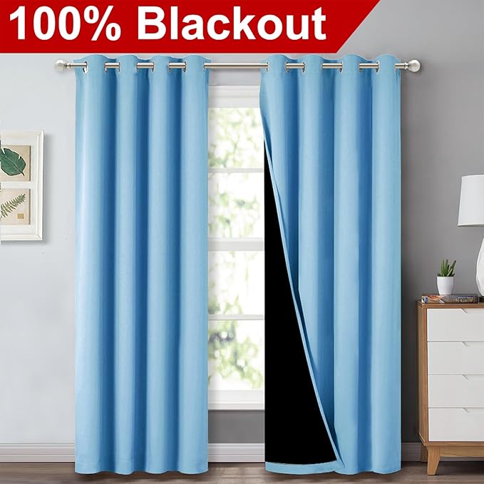 NICETOWN 100% Blackout Curtains 84 inches Long, 52 inches Wide, Pair of Energy