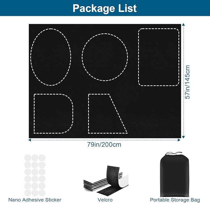100% Blackout Curtains for Bedroom, Portable DIY Window Blinds, No Drill Window