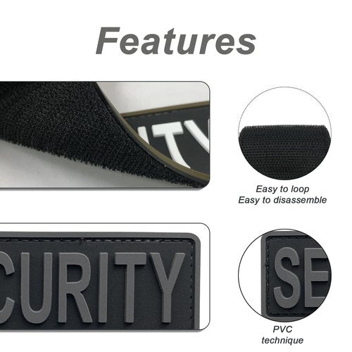 uuKen 3Pcs Gray Security Patch for Vest Jacket Hat Cap Backpack Bag with Hook Fastener Back (3 Pack, 1Pcs 4" x 1.4", 1Pcs 6" x 2", and 1Pcs 8.5" x 3")