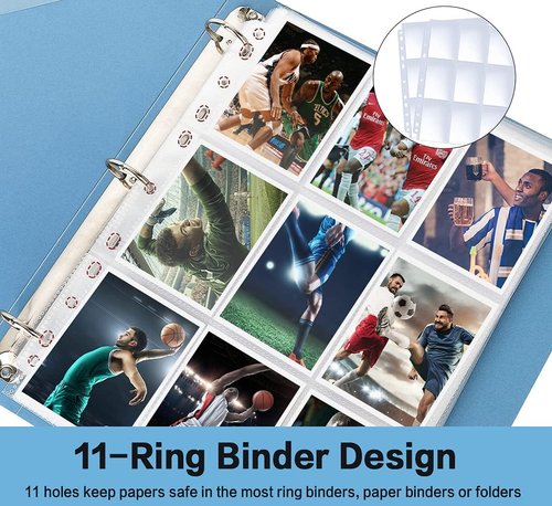 Herkka Trading Card Sleeve Pages - 100 Pack 9 Pocket Album Pages for 3 Ring Binders