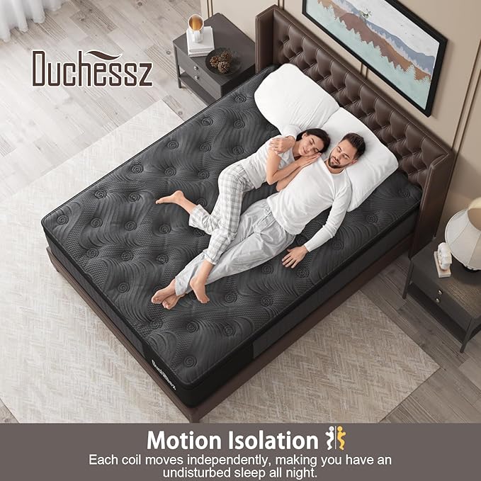 Twin Mattress, 14 Inch Hybrid Mattresses Black with Gel Memory Foam and Individually Pocket Innerspring Euro Top Medium Firm for Motion Isolation, Edge Support