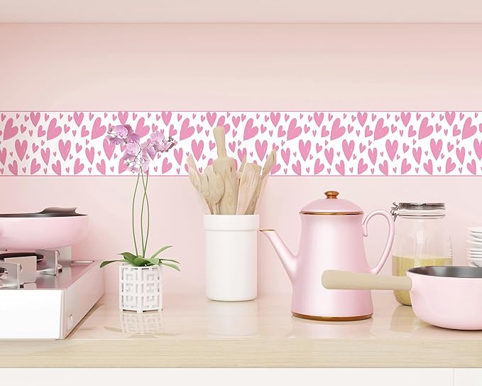 FLFK Pink Heart Wallpaper Border