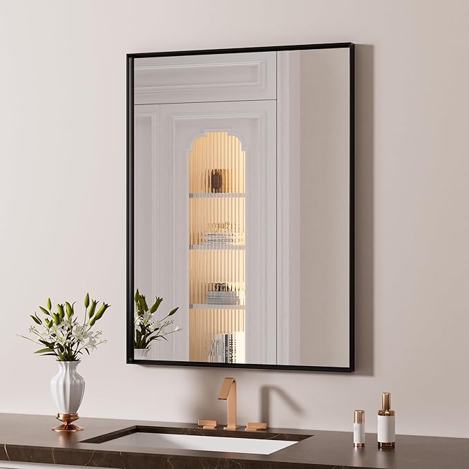 LOAAO Black Bathroom Mirror 22"X30"