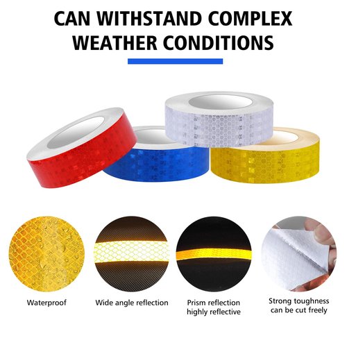 4 Rolls Reflective Tape 1 inch x 30 ft,Reflective Warning Tape Nighttime Safety Stickers Trailer for Clothing,Bikes,Stairs Outdoor Waterproof