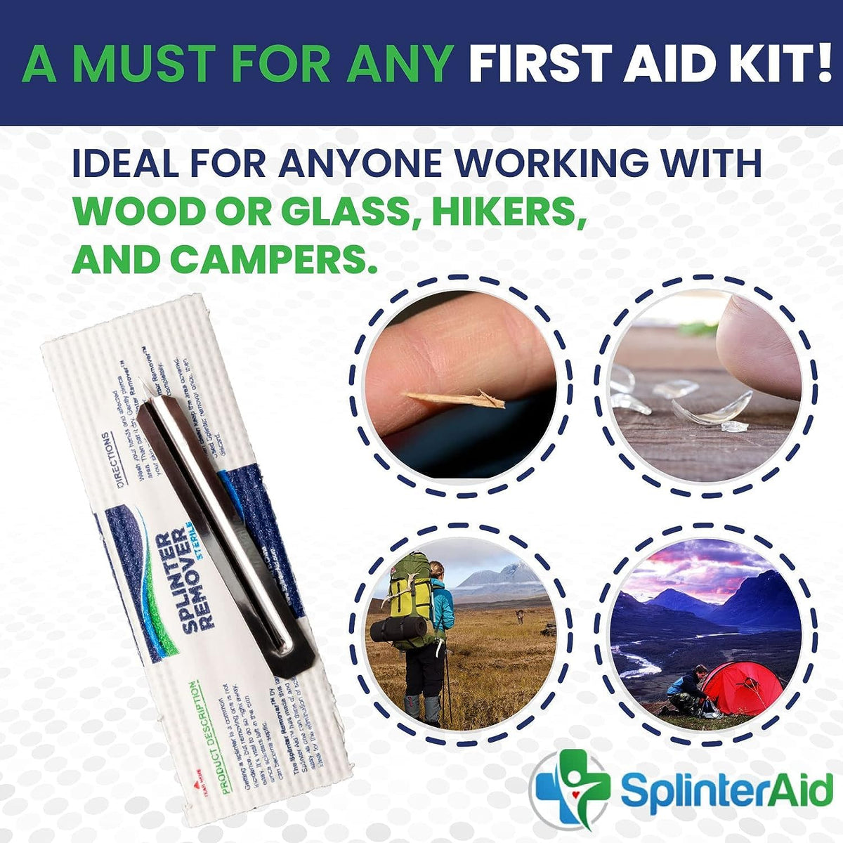 Painless Splinter Removal Kit (30-Pack) | Pull Out Splinters Fast & Easy | Compact First Aid for Home, Travel & Camping | Great for Hiking, Woodworking & Outdoors | No Tweezers Needed