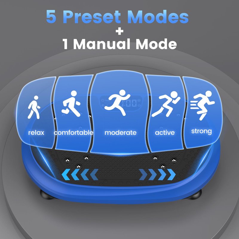 Vibration Plate Exercise Machine, Vibrating Fitness Platform for Lymphatic Drainage, Full Body Shaker Workout Equipment, Bluetooth Power Shaping Vibrate Plate, Board Sport for Home Exercise Gym, Blue