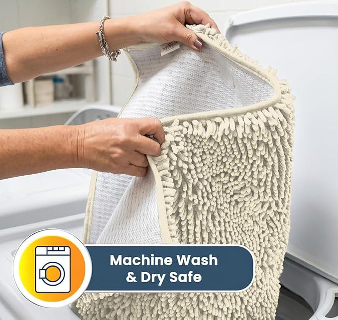 Muddy Mat® | Super Water Absorbent Door Mat Indoor, Microfiber Quick Dry Chenille Entryway Rug, Slip Resistant Front Door Mat, Indoor Mats for Entryway, Machine Washable Pet Rug, Ivory 32" x 70"