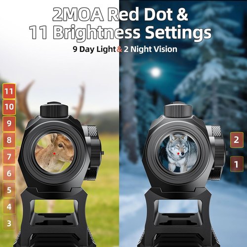 Motion Awake 2MOA Red Dot Sight - 11 Brightness Settings | IPX7 Waterproof & Shockproof, 50000H Battery Life