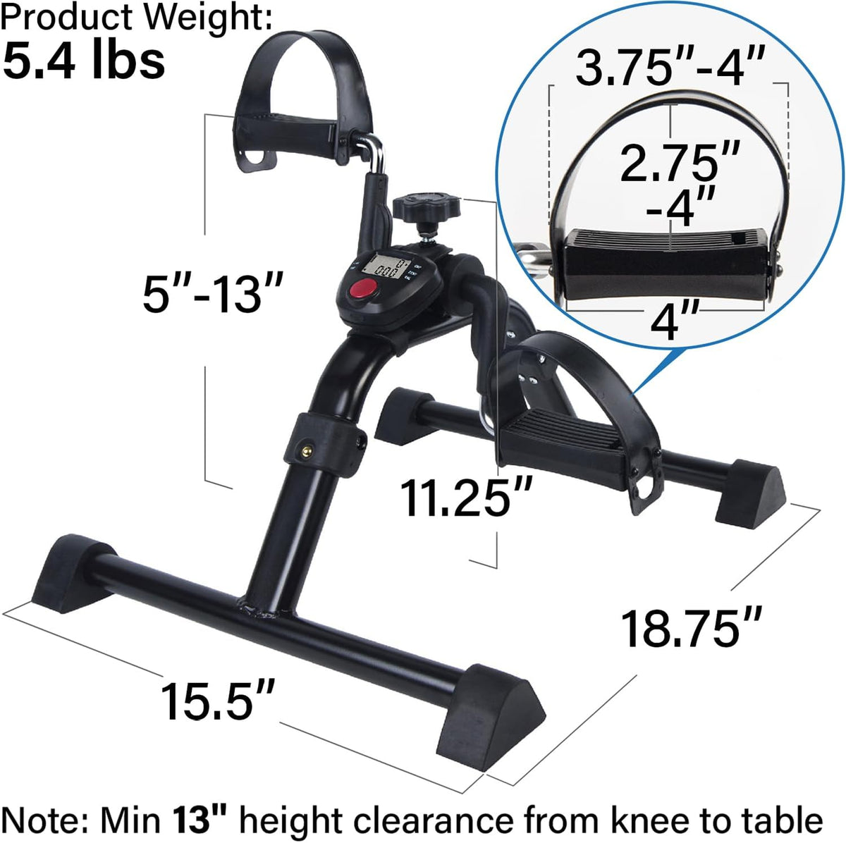 Vaunn Medical Under Desk Bike Pedal Exerciser - Electronic Display & Memory Foam Knee Pillow Bundle