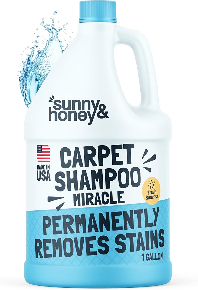 Sunny & Honey Carpet Cleaner Solution - Deep Stain Remover & Surface Deodorizer - Pet & Rug Cleaner - Upholstery Cleaning for Machine Use (128 fl oz, Fresh Summer Scent)