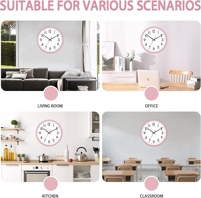 HZDHCLH Wall Clock Silent Wall Clocks Battery Operated 10 Inch Modern Non