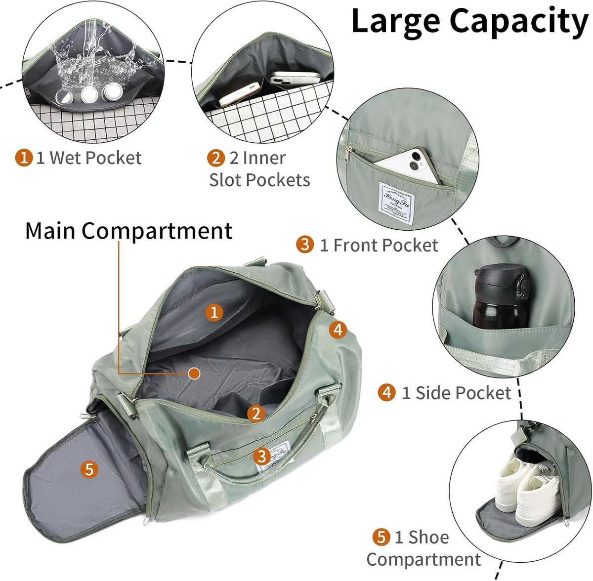Skiennix Gym Bag for Women - Sports Duffle with Wet Pocket & Shoe Compartment | Perfect for Travel & Weekender