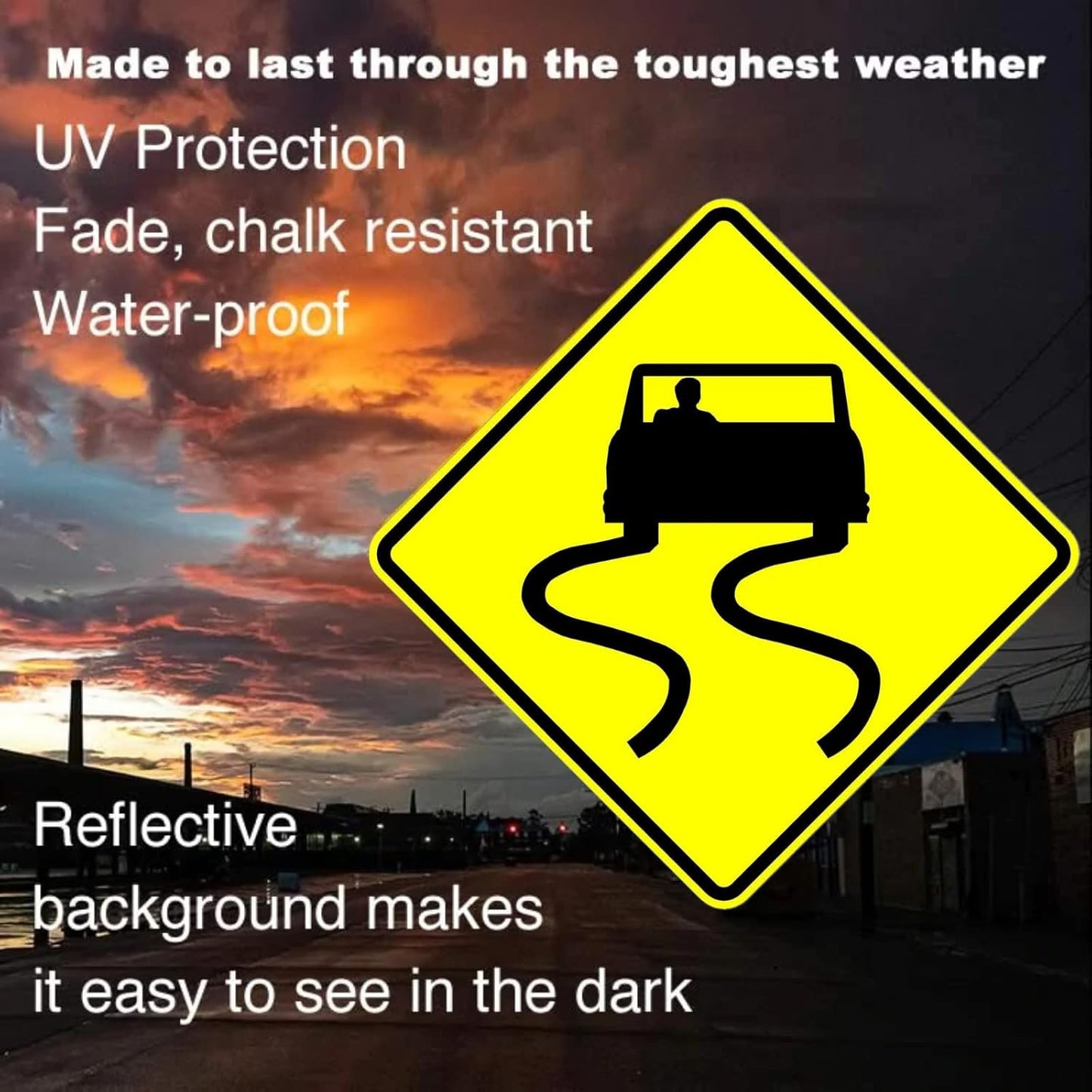 Municipal Supply & Sign Co 24 x 24 Slippery When Wet Sign - Prominent 3M High Intensity Prismatic Reflective Sheeting - MUTCD Compliant Safety Sign with a Solid 10-Year 3M Warranty.