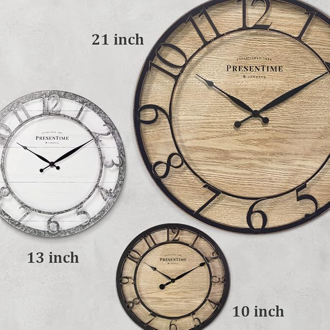 Presentime & Co 21" Farmhouse Series Wall Clock, Cottage Style, Vintage Design