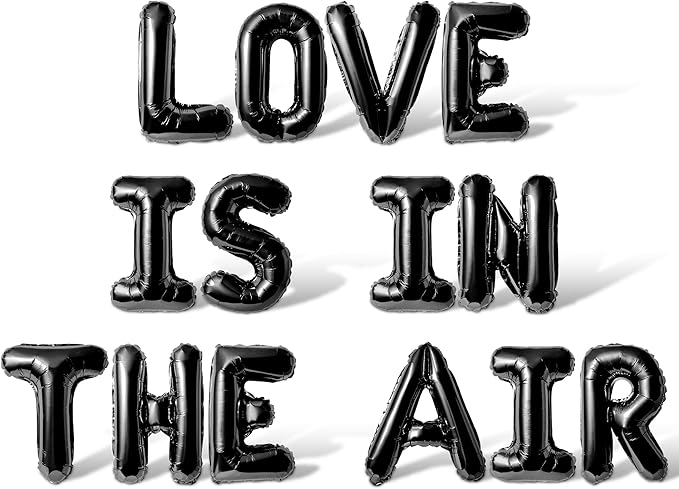 Letter Balloons - LOVE IS IN THE AIR 16" Inch Alphabet Letters Foil Mylar Balloon Valentines Day Party Banner (Black)
