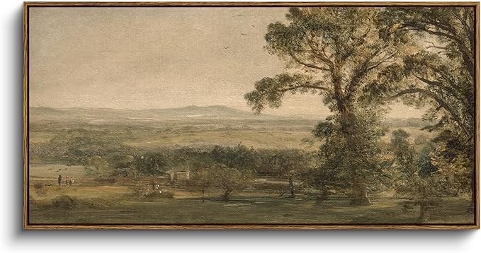 InSimSea Extra Large Framed Vintage Wall Art, Living Room Country Farmhouse Decor, Rustic Countryside Landscape Canvas Prints, Retro Scenery Long Picture for Bedroom Above of Bed, 20x40inch