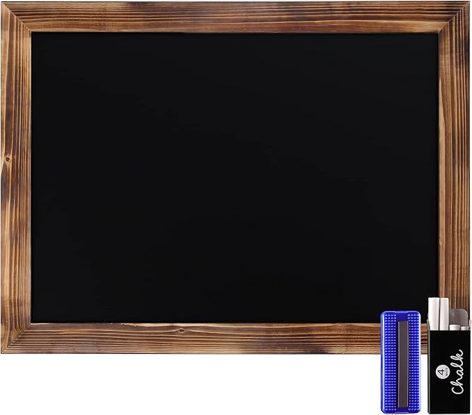 HBCY Creations 18" x 24" Torched Brown Solid Wood Frame Wall Chalkboard